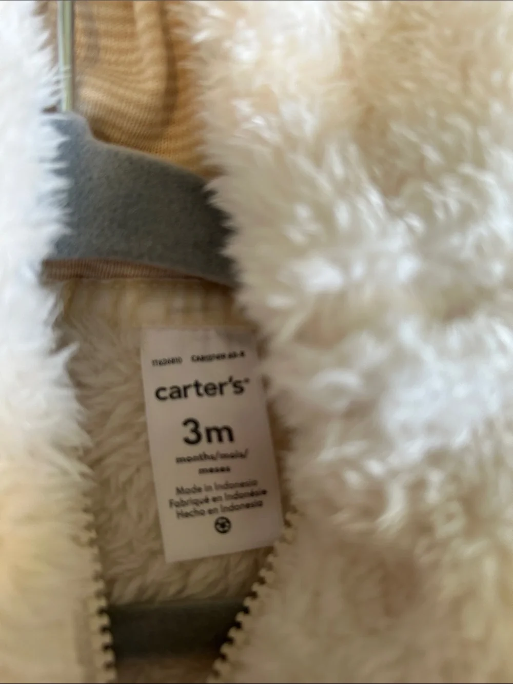 NWT Carter's Cream Plush Hooded Baby Jacket with Ear Detail